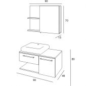 Denko Piramit 90 cm MDF Banyo Dolabı Takımı - 2