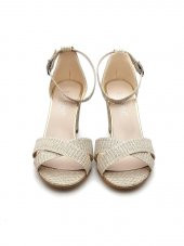 Goldstep 157 Kadın Çapraz Simli 7cm Kalın Topuk Tekbant Ayakkabı - 3