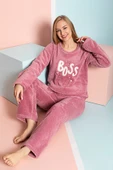 Nisanca Tam Peluş Kışlık Kadın Pijama Takımı- Polar Yılbaşı Pijaması - 10