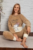 Nisanca Tam Peluş Kışlık Kadın Pijama Takımı- Polar Yılbaşı Pijaması - 4