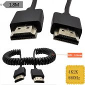 İnce Yüksek Hızlı HDMI Sarmal Spiral Kablo 4K  2K - 1