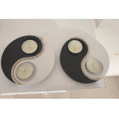 Ying Yang 2'li Ahşap Mumluk - 1