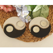 Ying Yang 2'li Ahşap Mumluk - 2