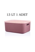 1 Adet Storage 13 Lt Mor Çok Amaçlı Dolap Içi Düzenleyici Kapaklı Kutu, Dekoratif Saklama Kutusu - 2