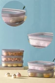 2'li Kapaklı Kahvaltılık Çerez Meyve Saklama Kabı 600 ml Çerezlik Peynir Zeytin Saklama Kutusu - 3