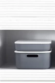 1 Adet Storage 13 Lt Gri Çok Amaçlı Dolap Içi Düzenleyici Kapaklı Kutu, Dekoratif Saklama Kutusu - 4