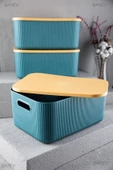 2 Adet Yeşil Storage 13 Lt Kapaklı Kutu Oyuncak, Hobi Dolap Içi Düzenleyici - Patates Saklama Kutusu thumbnail 1
