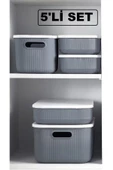 5 Parça Gri Dolap Içi Düzenleyici Storage Sepet Çorap Kıyafet Düzenleyici Set Oyuncak Lego Kutusu - 1