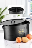Lüx Bölmeli Siyah Metal Patates Soğanlık 6 Lt Sebzelik Saklama Kabı Ve Soğan Kovası thumbnail 1