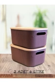 2 Adet Storage 6 Lt Mor Çok Amaçlı Dolap Içi Düzenleyici Kapaklı Kutu Dekoratif Kutu - 1