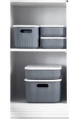 5 Parça Gri Dolap Içi Düzenleyici Storage Sepet Çorap Kıyafet Düzenleyici Set Oyuncak Lego Kutusu - 3