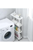 Beyaz Çok Amaçlı 4 Katlı Banyo Organizer Raf Tekerlekli - 1
