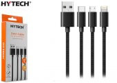 Hytech HY-X515 1.2M 3A MicroUSB+Lightning+TypeC 3 in 1 Siyah Şarj Kablosu - 2