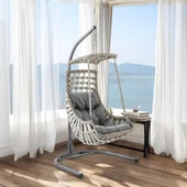 Capri Swing Alaçatı Tekli Rattan Bahçe Salıncağı | Balkon Salıncağı - 8