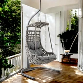 Capri Swing Alaçatı Tekli Rattan Bahçe Salıncağı | Balkon Salıncağı - 11