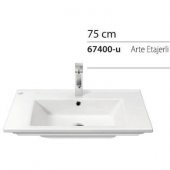 Turkuaz Cerastyle Arte Etajer Uyumlu Lavabo 75x45 Cm - 4