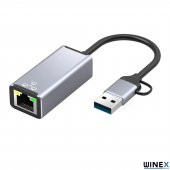 Winex 2in1 USB ve Type-C to RJ45 Ethernet Adaptörü - 2