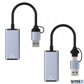 Winex 2in1 USB ve Type-C to RJ45 Ethernet Adaptörü - 3