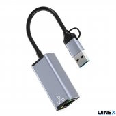 Winex 2in1 USB ve Type-C to RJ45 Ethernet Adaptörü - 6