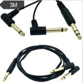 6.3 mm Stereo to 2x 90 Derece 6.3 mm Mono Kablo 3 Metre - 1