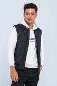 Erkek Regular Fit Bomber Yaka Fermuarlı İçi Polarlı Kapitone Şişme Spor Yelek - 6