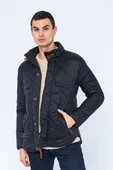 Erkek Slim Fit Dik Yaka Fermuarlı Düğmeli Cepli Kalın Kapitone Şişme Mont - 9