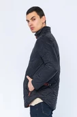 Erkek Slim Fit Dik Yaka Fermuarlı Düğmeli Cepli Kalın Kapitone Şişme Mont - 3