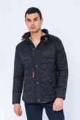 Erkek Slim Fit Dik Yaka Fermuarlı Düğmeli Cepli Kalın Kapitone Şişme Mont - 2