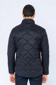 Erkek Slim Fit Dik Yaka Fermuarlı Düğmeli Cepli Kalın Kapitone Şişme Mont - 4