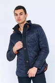 Erkek Slim Fit Dik Yaka Fermuarlı Düğmeli Cepli Kalın Kapitone Şişme Mont - 12
