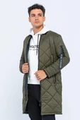 Erkek Regular Fit Kışlık Çok Cepli Çift Yön Fermuarlı Bomber Yaka Uzun Kapitone Şişme Mont - 2