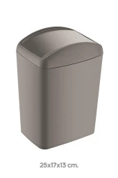 Soft Plastik Çöp Kovası 4 Lt. Bej, Döner Kapak Çöp Kovası - 2