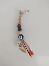 Hasır Renkli Ahşap Boncuklu Nazar Anahtarlık Çanta Süsü thumbnail 1