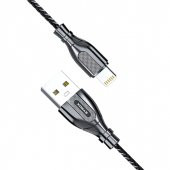 Syrox C121L Ultron Metal Lightning Örgü Data/Şarj Kablosu 2.0A 1mt Siyah - 2