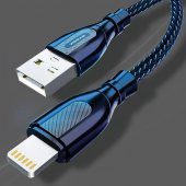 Syrox C121L Ultron Metal Lightning Örgü Data/Şarj Kablosu 2.0A 1mt Siyah - 4