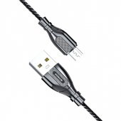 Syrox C121M Ultron Metal Örgü Micro USB Data/Şarj Kablosu 2.0A 1mt Siyah - 2