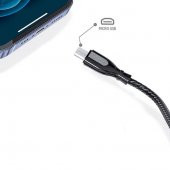 Syrox C121M Ultron Metal Örgü Micro USB Data/Şarj Kablosu 2.0A 1mt Siyah - 3
