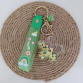 İçi Sulu Yıldızlı Yüzen Çiçekli Anahtarlık Çanta Süsü Oyuncak 12433 thumbnail 1