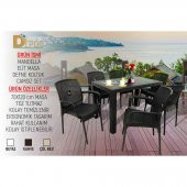 Mandella Elit 70x120 6 Kişilik Defne Koltuk Masa Takımı Eko Kahverengi - 3