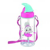 Gıpta Plastik Pipetli Matara 500 CC 2722 Pembe-Turkuaz - 1