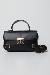 Kadın Siyah Elde Tutmalı Kilit Detaylı Çarpraz Çanta Tbc50 - 1