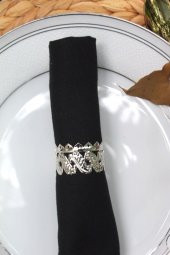 6 Adet Silver Casablanca Luxury Metal Peçete Halkası - 3