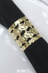 6 Adet Gold Loving Luxury Metal Peçete Halkası - 2