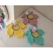 3'lü Kokulu Taş Yaprak Mumluk - 1