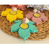 3'lü Kokulu Taş Yaprak Mumluk - 3