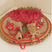 Kırmızı Nişan Tepsisi & Magnet & Davetiye Seti - 2