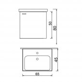 Denko Terra 65 cm MDF Beyaz Banyo Dolabı Alt Modül ve Lavabo - 3