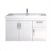 Turkuaz Frame Etajerli Lavabo 100 45 cm ve Lotus 100 Banyo Dolabı - 1