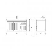 Turkuaz Frame Etajerli Lavabo 100 45 cm ve Lotus 100 Banyo Dolabı - 2