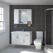 Turkuaz Frame Etajerli Lavabo 100 45 cm ve Lotus 100 Banyo Dolabı - 3